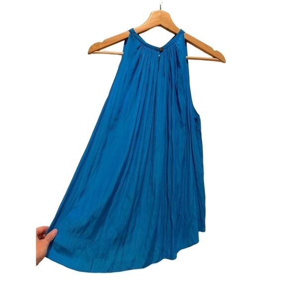 Ramy Brook Womens Blue Gathered Pleated Sleeveless Blouse Elegant Chic XS - Picture 3 of 8